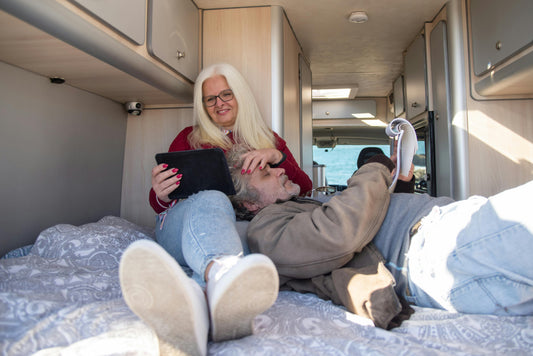 Couple enjoying vanlife