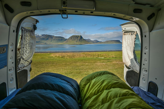 Scenic view from back of van