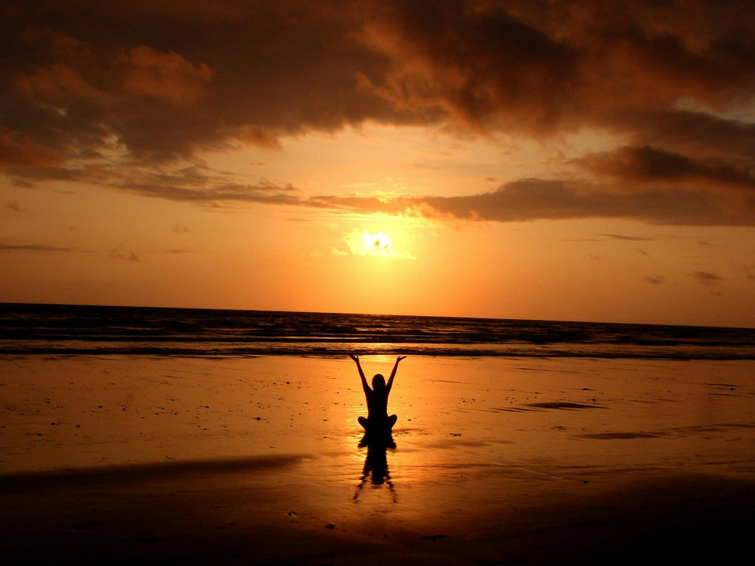 SUP female on ocean at sunset